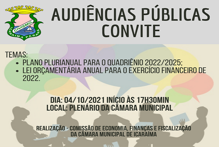 Audiência Pública - Plano Plurianual do Quadriênio 2022/2025 e Lei Orçamentária Anual de 2022.