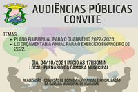 Audiência Pública - Plano Plurianual do Quadriênio 2022/2025 e Lei Orçamentária Anual de 2022.