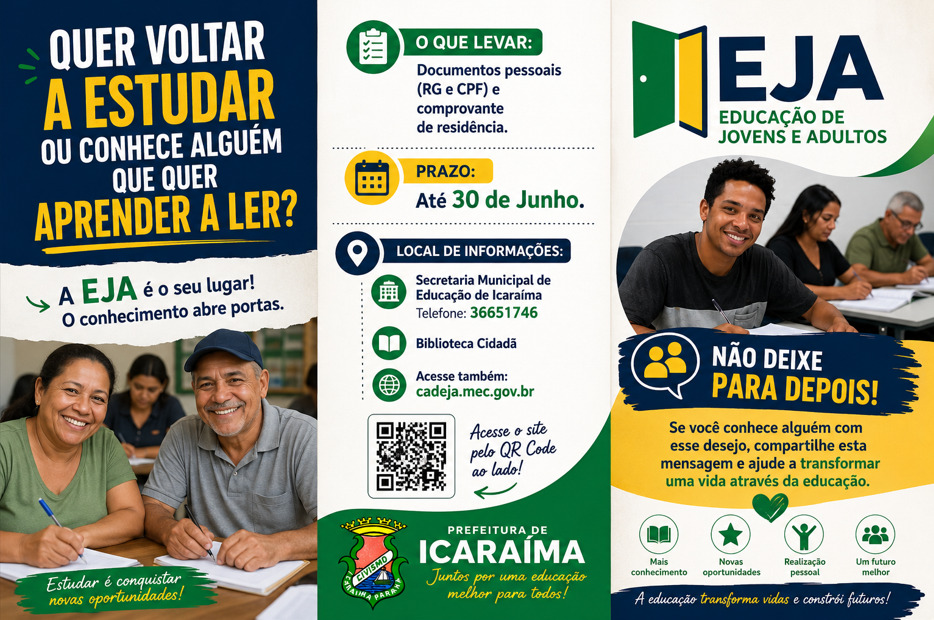 Educação de Jovens e Adultos está com cadastramento aberto em Icaraíma